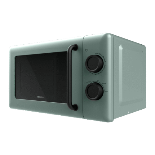 Imagen 2 Microondas mecánico Cecotec Proclean 3010 Green de 20 litros y 700 W de potencia. Diseño vintage color verde con tecnología 3D Wave para calentar uniforme.