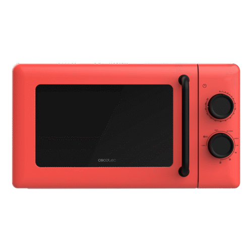 Vista frontal del microondas digital Cecotec Proclean 2500 con panel de control táctil y mando giratorio