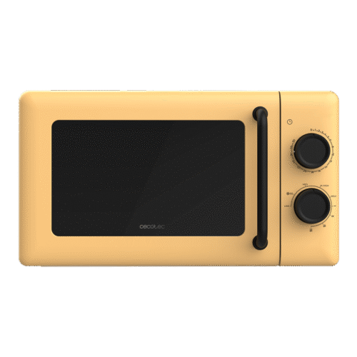 Vista frontal del microondas digital Cecotec Proclean 2500 con panel de control táctil y mando giratorio