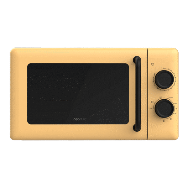 Vista frontal del microondas digital Cecotec Proclean 2500 con panel de control táctil y mando giratorio