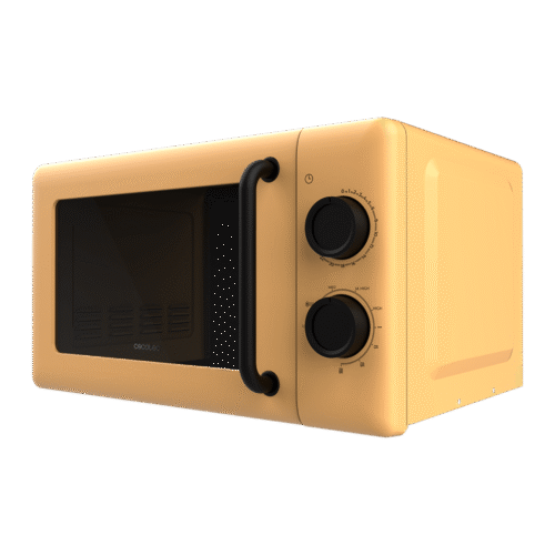 Imagen 2 Microondas mecánico Cecotec Proclean 3110 Yellow con grill y 20 litros. Destaca por su diseño vintage amarillo, tecnología 3DWave y limpieza Ready2Clean.