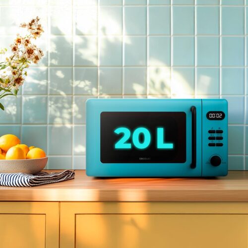 Imagen 2 Microondas digital ProClean 5110 Blue de Cecotec con 20 litros de capacidad, grill de 800 W y revestimiento Ready2Clean. Diseño elegante y fácil limpieza.