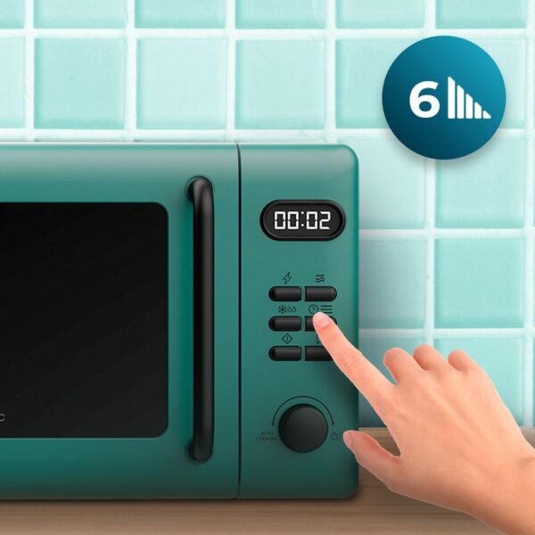 Imagen 6 Microondas digital Cecotec Proclean 5110 Green con grill, 20 litros de capacidad y 700 W. Diseño vintage verde con revestimiento interior Ready2Clean.