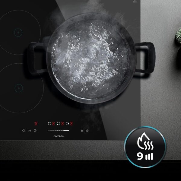 Imagen 8 Placa vitrocerámica Cecotec Bolero Squad V 3100 con 3 zonas de cocción, triple anillo, 5700W de potencia, control táctil y sistemas de seguridad avanzados.