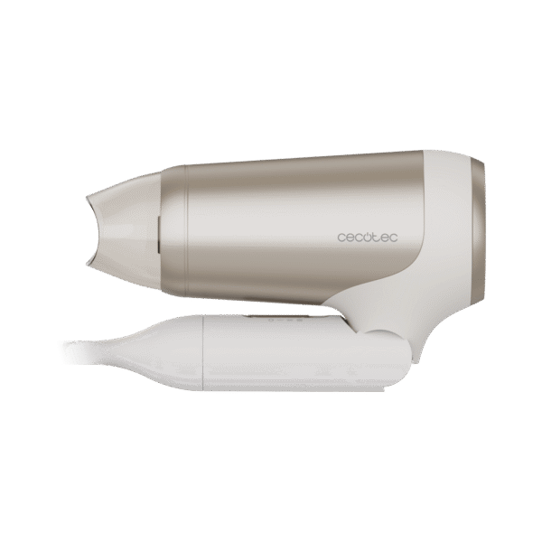 Imagen 3 Secador de pelo plegable Cecotec IoniCare Power&Go Heaven Champagne con tecnología iónica real, motor DC, boquilla, difusor y función de aire frío.