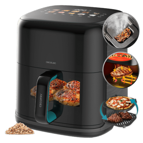 Vista frontal del microondas digital Cecotec Proclean 2500 con panel de control táctil y mando giratorio