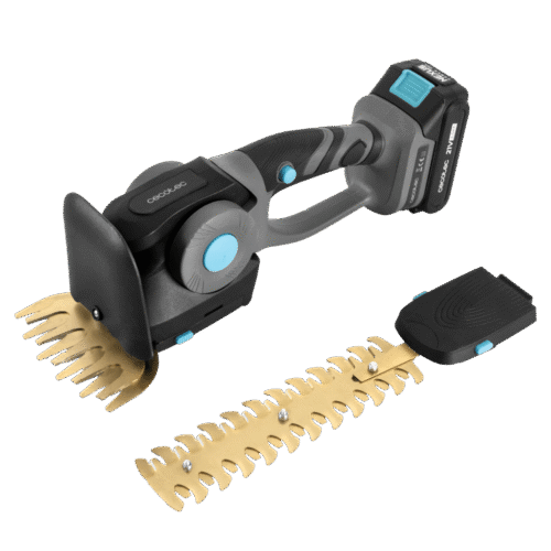 Imagen 2 Cortasetos de mano 2en1 Cecotec TitaniumSword 2120 Hand XL. Motor Brushless, batería 21V y cuchillas de titanio con dos accesorios de corte precisos.