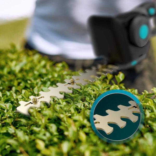 Imagen 3 Cortasetos de mano 2en1 Cecotec TitaniumSword 2120 Hand XL. Motor Brushless, batería 21V y cuchillas de titanio con dos accesorios de corte precisos.