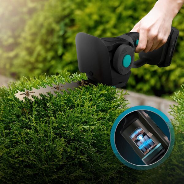 Imagen 6 Cortasetos de mano 2en1 Cecotec TitaniumSword 2120 Hand XL. Motor Brushless, batería 21V y cuchillas de titanio con dos accesorios de corte precisos.