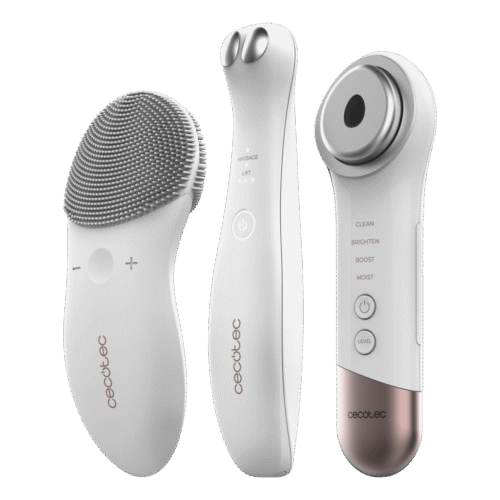 Imagen 2 Kit de belleza FaceCare SkinRoutine de Cecotec con limpiador facial, masajeador de fototerapia, dispositivo antiojeras y accesorios para una rutina completa.