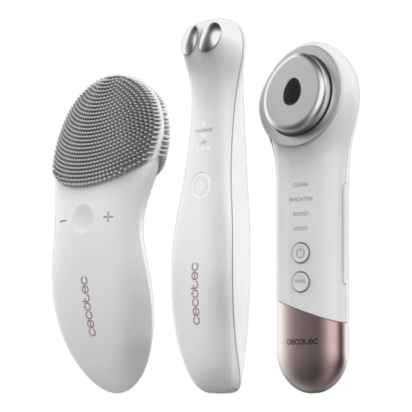 Imagen 2 Kit de belleza FaceCare SkinRoutine de Cecotec con limpiador facial, masajeador de fototerapia, dispositivo antiojeras y accesorios para una rutina completa.