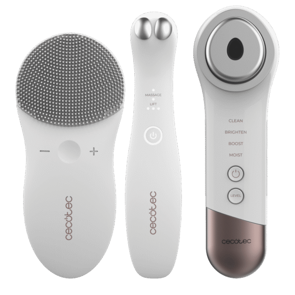 Imagen 3 Kit de belleza FaceCare SkinRoutine de Cecotec con limpiador facial, masajeador de fototerapia, dispositivo antiojeras y accesorios para una rutina completa.