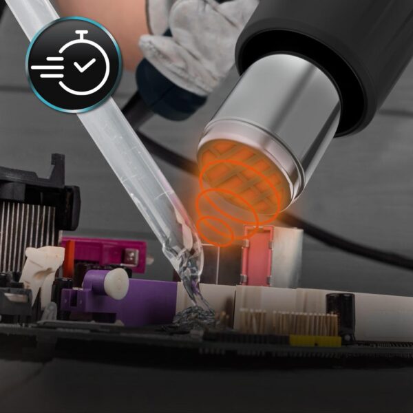 Imagen 7 Pistola de calor Cecotec Hell Gun 3500 con 2000W, temperatura regulable y calentamiento ultrarrápido. Incluye 4 boquillas para decapado, soldadura y secado.