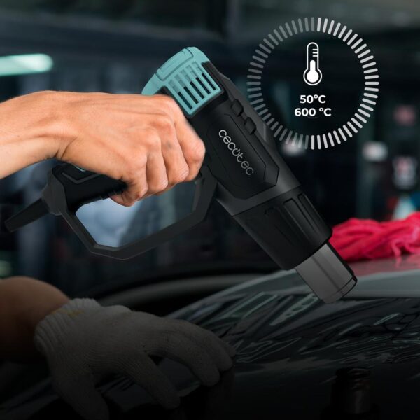 A01_EU01_102513-Imagen-5 Imagen 5 Pistola de calor Cecotec de 2000W con temperatura regulable de 50ºC a 550ºC. Incluye maletín, 4 boquillas y sistema de calentamiento ultrarrápido profesional.