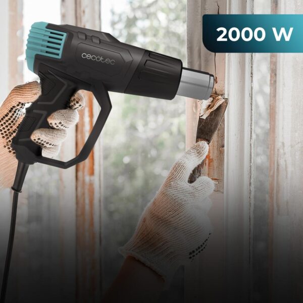 Imagen 4 Pistola de calor Cecotec de 2000W con control digital, rango de 50ºC a 600ºC, calentamiento rápido, 4 boquillas y maletín. Herramienta de alta precisión.