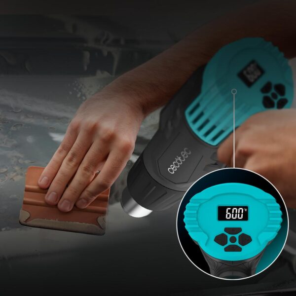 Imagen 5 Pistola de calor Cecotec de 2000W con control digital, rango de 50ºC a 600ºC, calentamiento rápido, 4 boquillas y maletín. Herramienta de alta precisión.