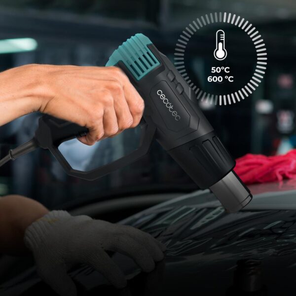 Imagen 6 Pistola de calor Cecotec de 2000W con control digital, rango de 50ºC a 600ºC, calentamiento rápido, 4 boquillas y maletín. Herramienta de alta precisión.