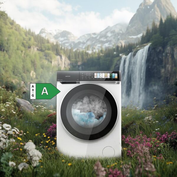 Imagen 6 Lavadora CECOTEC de 9 kg y clase A. Motor Direct Drive de 1400 rpm, pantalla FullColor, puerta XXL y tecnología a vapor SteamMax para prendas impecables.