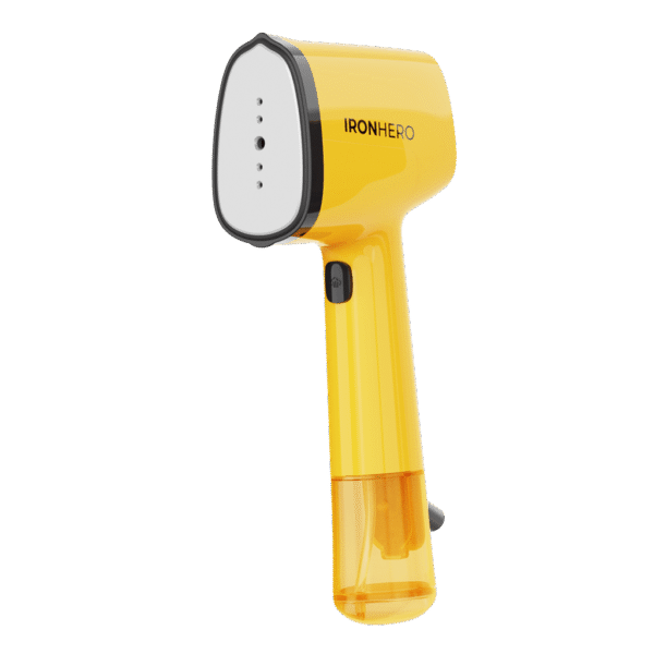 Imagen 3 Plancha vertical IronHero V-1500 Essential Yellow de 1500 W con suela cerámica. Calentamiento en 30 segundos, ligera y compacta, ideal para viajes y retoques.