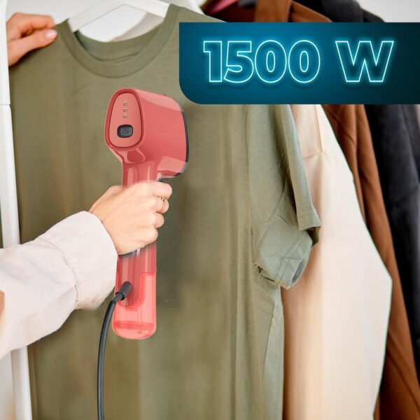 A01_EU01_104316-Imagen-4 Imagen 4 Plancha vertical IronHero V-1500 Essential Red de 1500 W con suela cerámica. Calentamiento en 30 segundos, diseño ligero para viajes y accesorio quitapelusas.