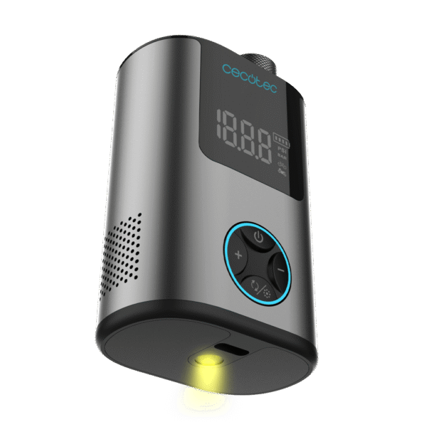 Imagen 3 Inflador eléctrico Cecotec Mini Air Max con batería de 600 mAh y 150 psi. Diseño ultra compacto de 150g ideal para bicicletas, motos, coches y patinetes.
