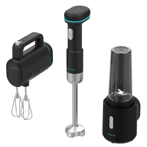 Imagen 2 Pack 3 en 1 BlendGo de Cecotec con batería. Incluye batidora de mano, vaso individual y varillas. Cocina con libertad sin cables y máxima versatilidad.