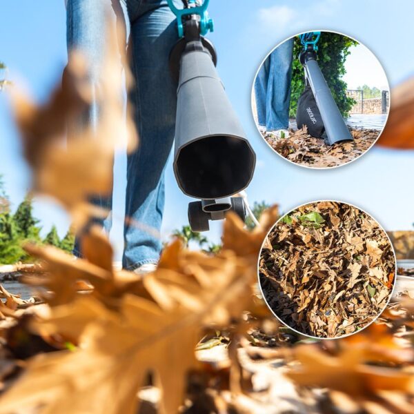 Imagen 4 Aspirador y soplador de hojas Cecotec AirForce 3300 Crush&Go con 3300W. Sistema 3 en 1 con triturado, tubo XL y bolsa de 40L para un jardín impecable.