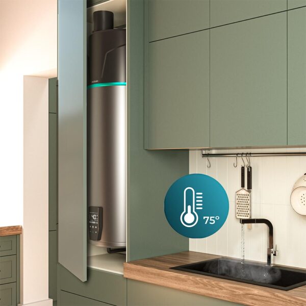 Imagen 6 Termo con aerotermia AeroThermal 120 Water Connected de 120L. Eficiencia A+, control por App y pantalla táctil para un ahorro energético óptimo en el hogar.