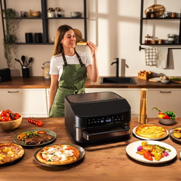 Imagen 6 Horno para pizza Pizza&Fry 7000 de 7L con pantalla táctil. Potencia de 1600W para resultados crujientes y versatilidad para hornear y freír sin apenas aceite.