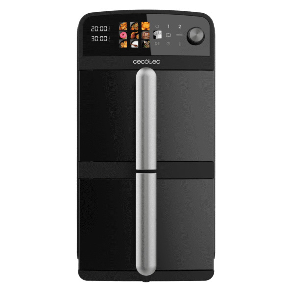 Vista frontal del microondas digital Cecotec Proclean 2500 con panel de control táctil y mando giratorio