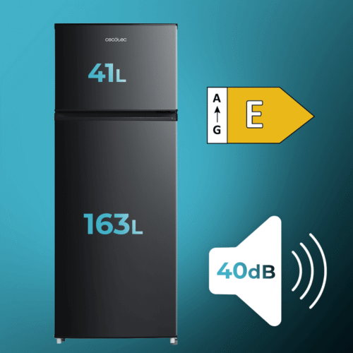 Imagen 2 Frigorífico de dos puertas Cecotec Bolero CoolMarket 2D 204 Black E con 204 litros de capacidad, compresor Inverter Plus, tecnología cíclica y eficiencia clase E.