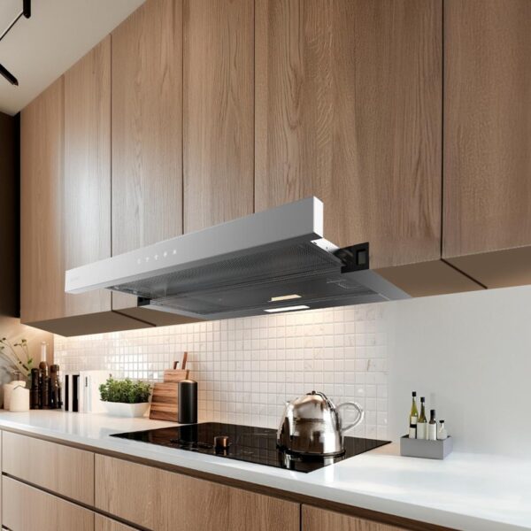 Imagen 6 Campana telescópica Bolero Flux TLT 604000 Inox A+++ de 60 cm. Succión de 415 m³/h, motor DC eficiente, control táctil y filtros de carbono incluidos.