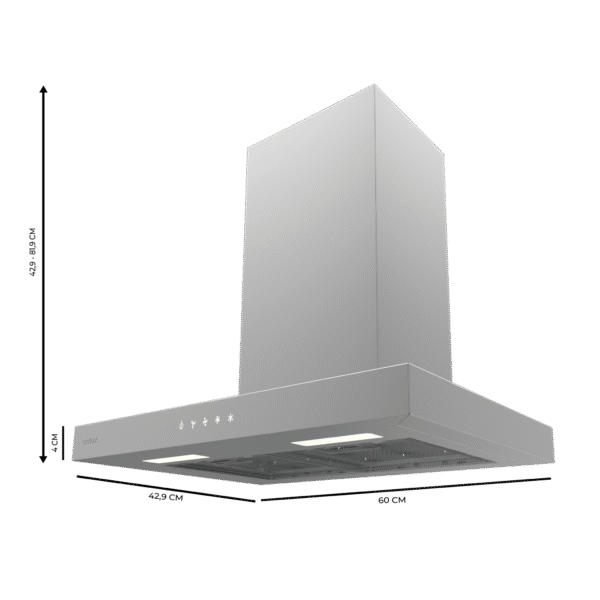 Imagen 3 Campana extractora Bolero Flux TT 604000 Inox A++ de 60 cm, succión de 393 m3/h, motor DC de bajo consumo y filtros de carbono incluidos. Máxima eficiencia energética.