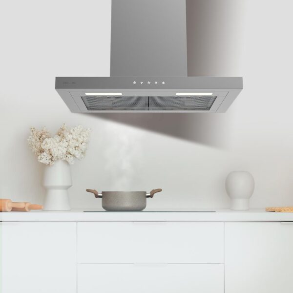 Imagen 6 Campana extractora Bolero Flux TT 604000 Inox A++ de 60 cm, succión de 393 m3/h, motor DC de bajo consumo y filtros de carbono incluidos. Máxima eficiencia energética.