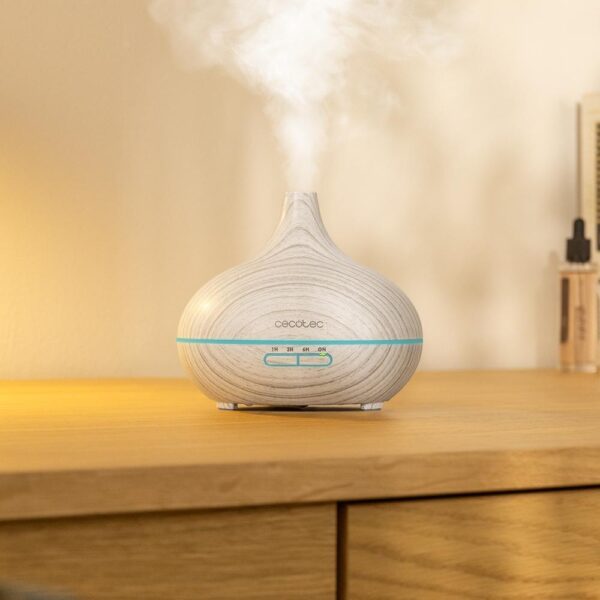 Imagen 3 Humidificador ultrasónico y difusor de aromas Cecotec Pure Aroma 300 Yang con capacidad de 300 ml, temporizador de 10 horas y 7 colores LED para estancias de 15 m².