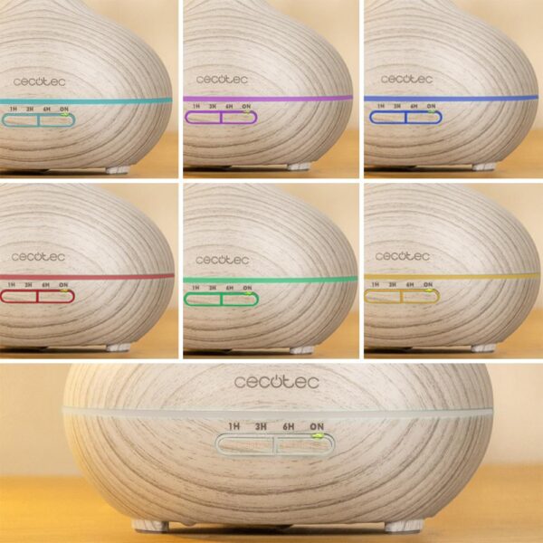 Imagen 7 Humidificador ultrasónico y difusor de aromas Cecotec Pure Aroma 300 Yang con capacidad de 300 ml, temporizador de 10 horas y 7 colores LED para estancias de 15 m².