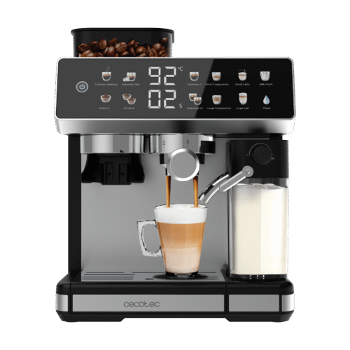 Vista frontal del microondas digital Cecotec Proclean 2500 con panel de control táctil y mando giratorio