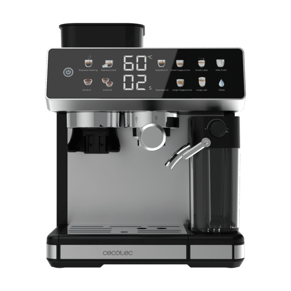 Imagen 2 Cafetera espresso de 20 bares con molinillo integrado y depósito de leche. Tecnología Thermoblock para un calentamiento rápido y manómetro de control profesional.