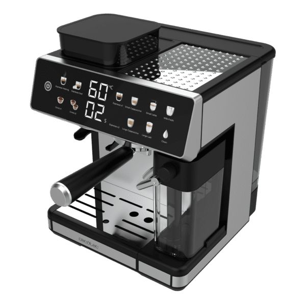 Imagen 3 Cafetera espresso de 20 bares con molinillo integrado y depósito de leche. Tecnología Thermoblock para un calentamiento rápido y manómetro de control profesional.