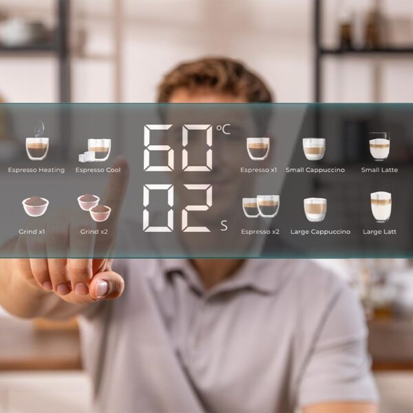 Imagen 6 Cafetera espresso de 20 bares con molinillo integrado y depósito de leche. Tecnología Thermoblock para un calentamiento rápido y manómetro de control profesional.