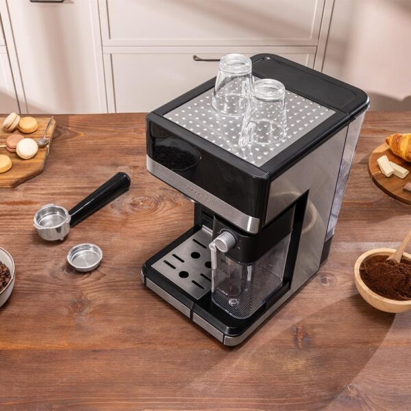 Imagen 8 Cafetera espresso de 20 bares con panel táctil y depósito de leche de 400 ml. Prepara cappuccinos y lattes con sistema Thermoblock y 1350 W de potencia.