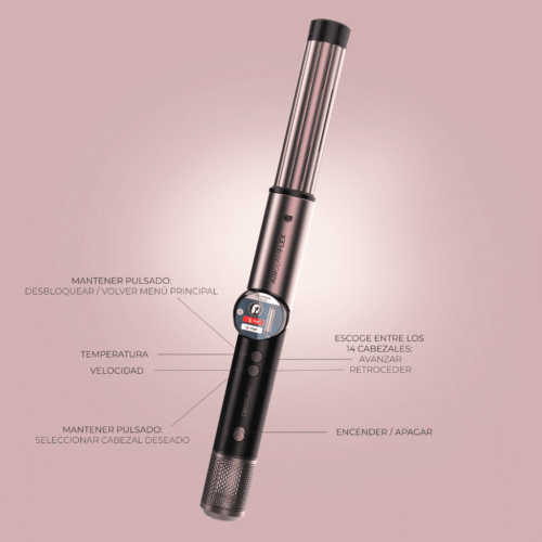 Imagen 2 Moldeador Cecotec AirGlam 14in1 Flex Black con motor digital de 1400 W, efecto Coanda y 14 cabezales para secar, alisar, rizar y dar volumen sin calor extremo.