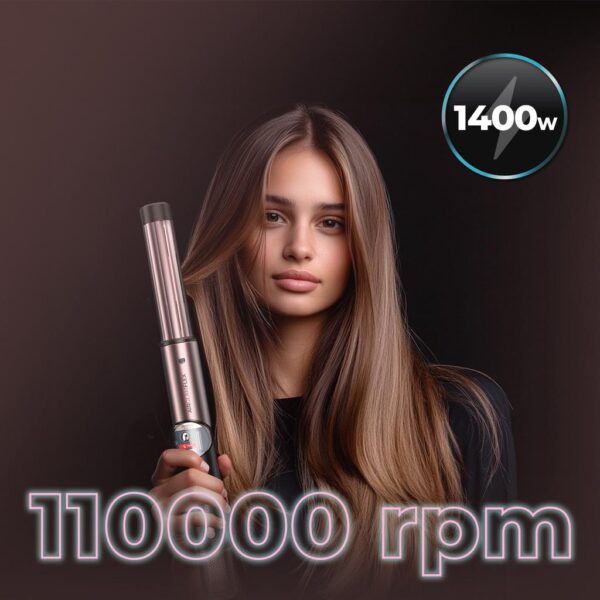 Imagen 7 Moldeador Cecotec AirGlam 14in1 Flex Black con motor digital de 1400 W, efecto Coanda y 14 cabezales para secar, alisar, rizar y dar volumen sin calor extremo.