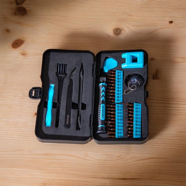 Imagen 6 Kit de destornillador manual de precisión Cecotec PrecissionGyro 100 Set. Incluye múltiples puntas de acero para reparación de dispositivos electrónicos.