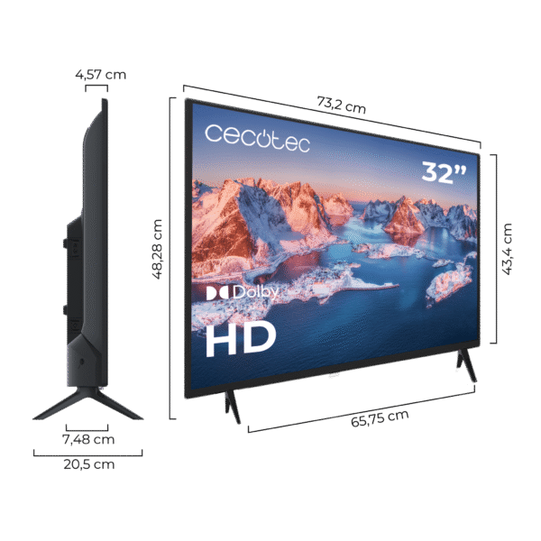 Imagen 3 Televisor Cecotec Serie 0 0032S de 32 pulgadas con resolución HD, sonido Dolby, diseño elegante y conectividad HDMI/USB para disfrutar de contenido multimedia.