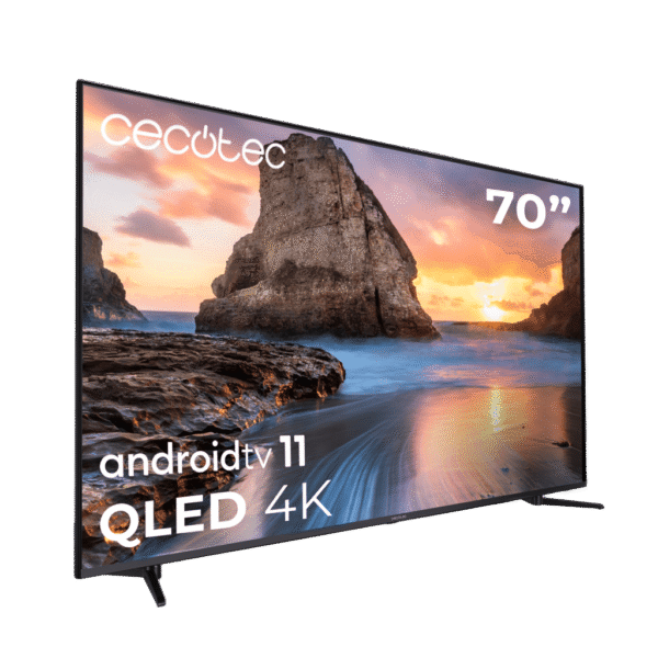 Imagen 2 Smart TV Cecotec V1 VQU11070 de 70 pulgadas con tecnología QLED 4K UHD, Android TV 11, subwoofer de 12W y HDR10 para una experiencia de imagen y sonido profesional.
