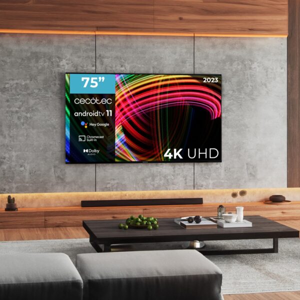 Imagen 3 Televisor Cecotec ALU30075 de 75" con resolución 4K UHD, Android TV 11, Dolby Vision y Atmos. Pantalla de gran formato con Google Assistant y Chromecast integrado.
