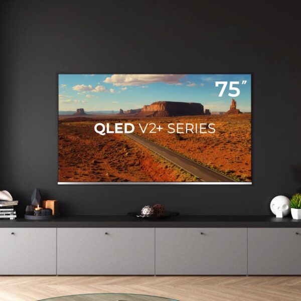 Imagen 4 Televisión QLED de 75" 4K UHD con Android TV 11. Disfruta de colores puros, Chromecast integrado y control por voz con Google Assistant en tu gran pantalla.
