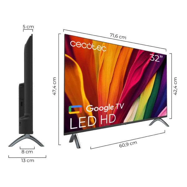 Imagen 3 Televisor Cecotec TV LED A3 series ALH40032 de 32 pulgadas con resolución HD, Google TV, Dolby Audio y Chromecast integrado para una experiencia inteligente.