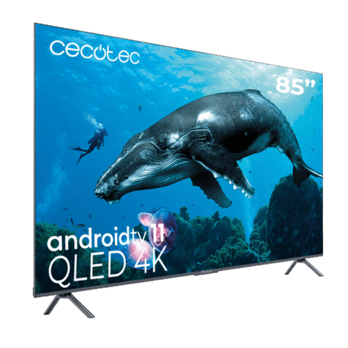 CECOTEC-3621-Imagen-2 Imagen 2 Televisor Cecotec 85'' QLED V3 VQU30085 con resolución 4K UHD, Android TV 11, Local Dimming y Dolby Vision. Sonido potente con subwoofer de 15W integrado.